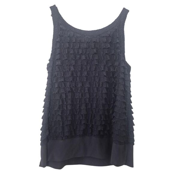 New Directions Black and Gray Grunge Boho Fairy Ruffle Tank Top No Size - Picture 2 of 3